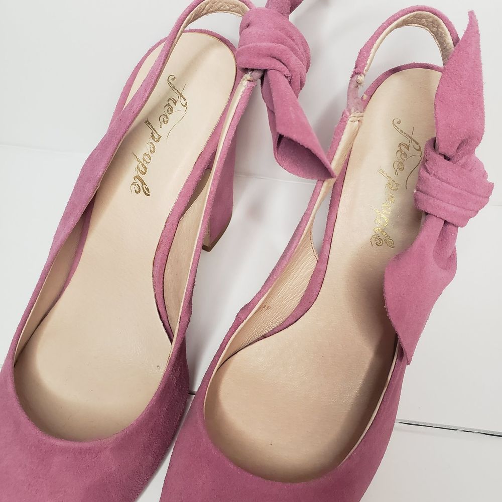 Free People Lavender Sling Back Heels with Bow - Picture 5 of 9